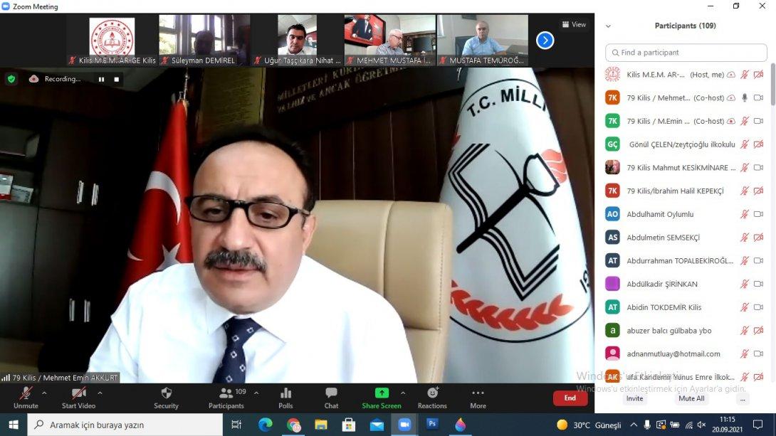 İl Müdürümüz Sayın Mehmet Emin AKKURT Okul ve Kurum Müdürleri ile Çevrimiçi Toplantı Yaptı