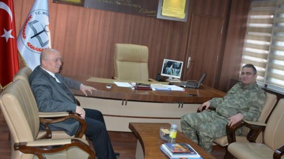 İl Jandarma Alay Komutanı Albay Gökan Şahin İl Milli Eğitim Müdürü Abdurrahman Sevgiliyi Makamında Ziyaret Etti